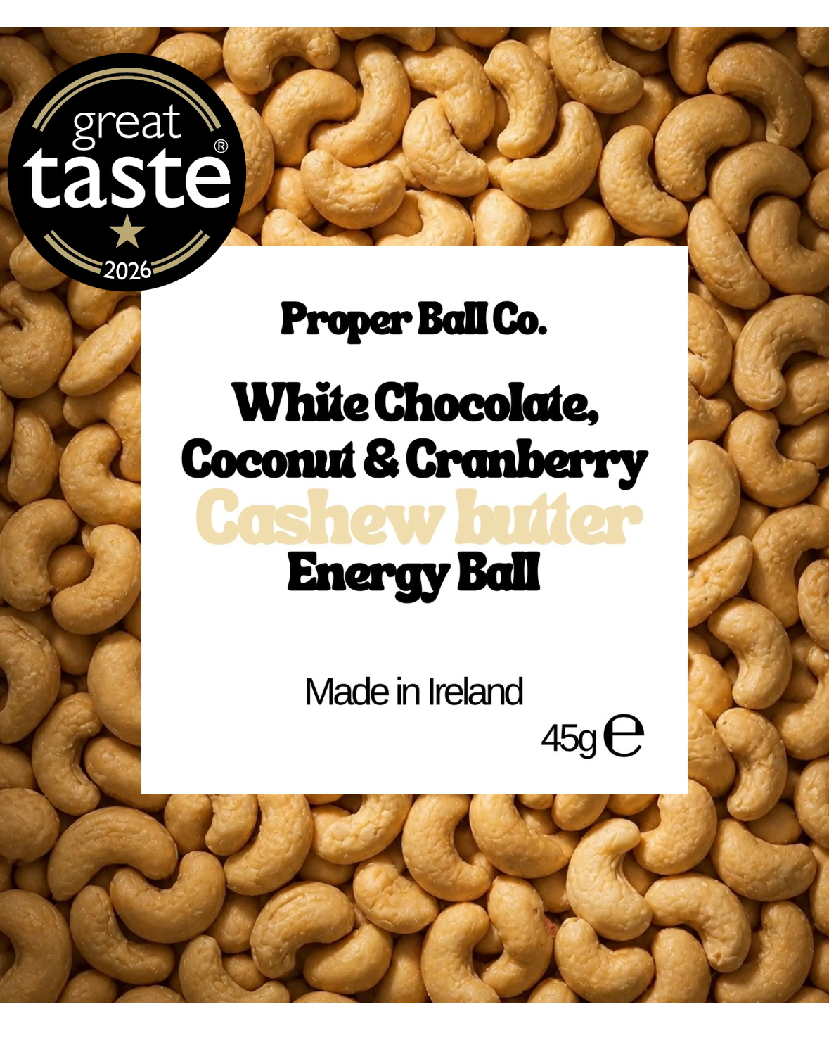 White Chocolate, Coconut & Cranberry Cashew Butter Energy Ball - 16x45g Box